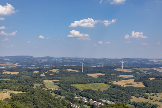 rural landscape with blue sky in the Saarland near Tholey