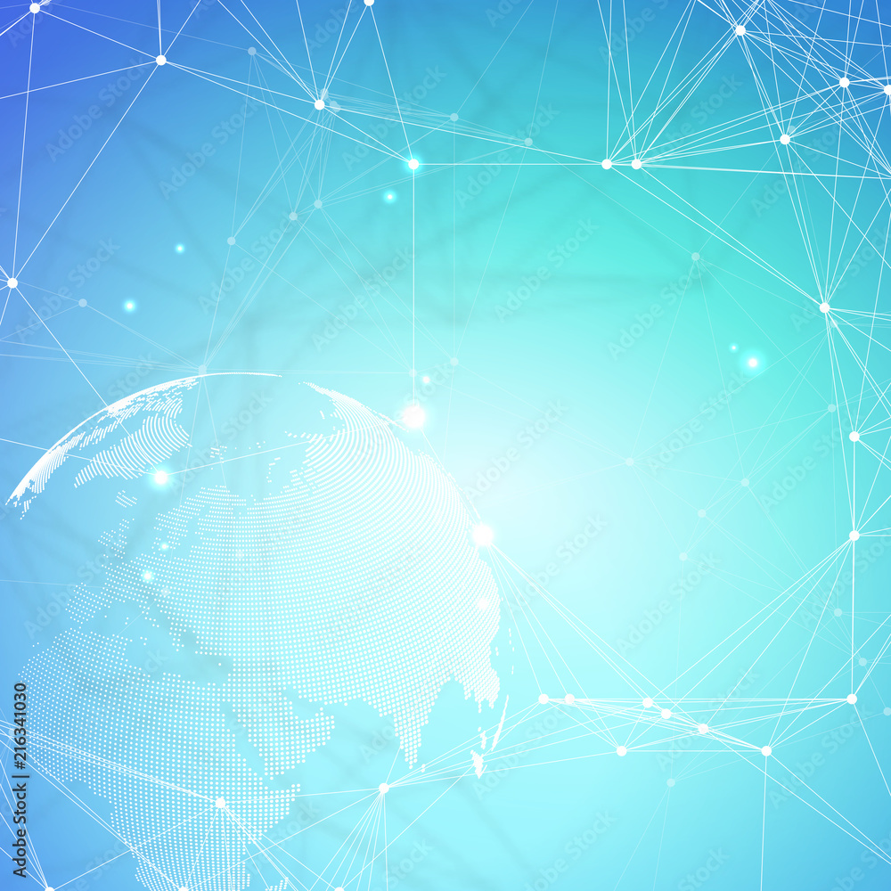 Poster abstract futuristic network shapes. high tech background, connecting lines and dots, polygonal linea