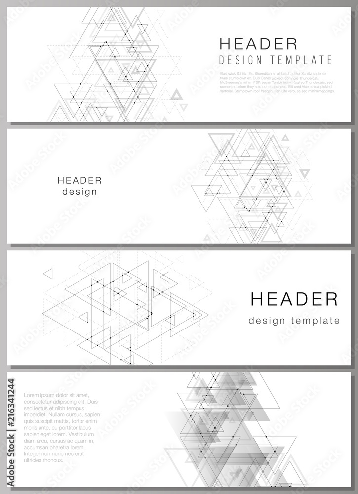 Poster the minimalistic vector illustration of editable layout of headers, banner design templates in popul