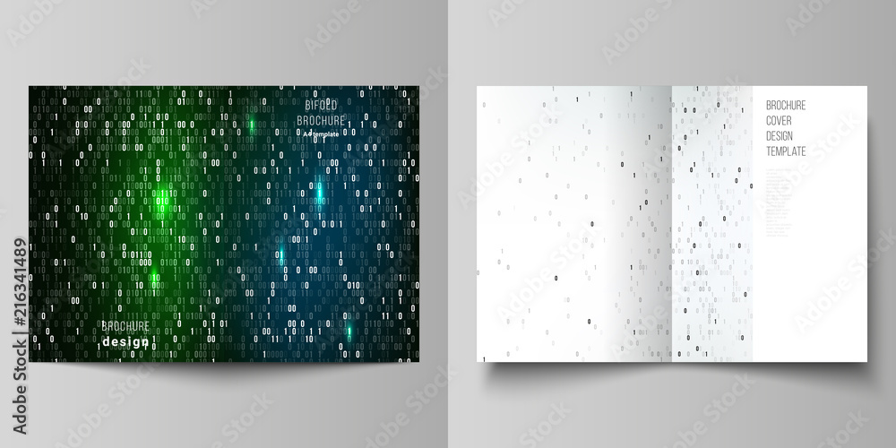 Wall mural vector layout of two a4 format modern cover mockups design templates for bifold brochure, flyer, boo