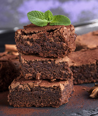  square pieces of chocolate cake baked brownies