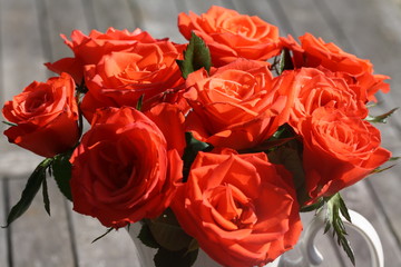 rosen, orange, vase, rosenstrauß, strauß
