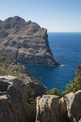 Cliff on the mediterranean waves in Cap de Formentor