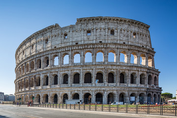 Fototapeta na wymiar Rome Italy June 29th 2015 : The beautiful Colosseum, also known as the Flavian amphitheatre in Rome, Italy