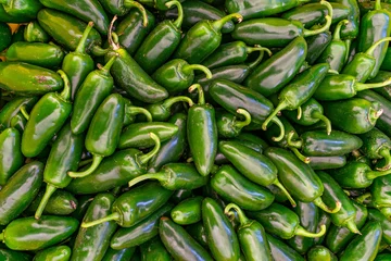 Wandcirkels plexiglas Pile of Jalapeno peppers for sale © James