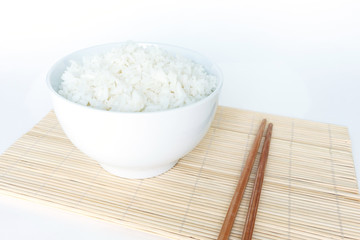 cooked white basmati rice  bowl natural food