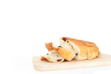 raisin bread sweet food on white background