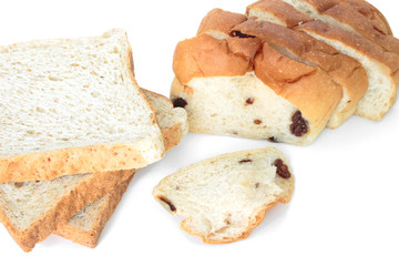raisin bread sweet food on white background
