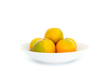 orange bowl fruit fresh on white background