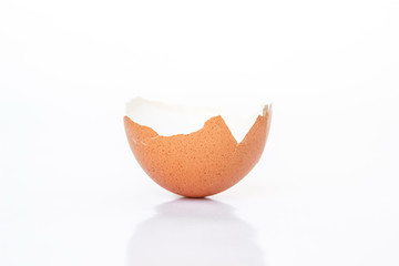 egg shell broken crack food on white background