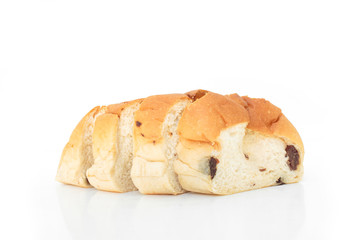 raisin bread sweet food on white background