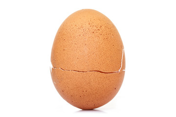 egg shell broken crack food on white background