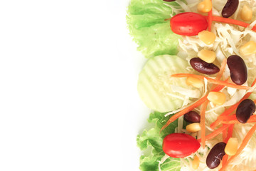 green salad fresh vegetable border on white background