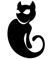 abstract silhouette of black cat with paw, cat minimalist logo