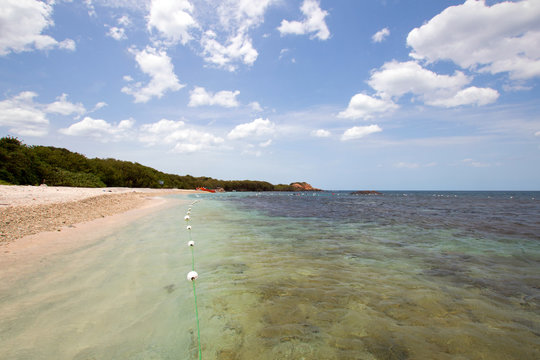 Coral beach on Pigeon Island National Park just off the coast of Nilaveli beach in Trincolamee Sri Lanka Asia