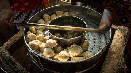 Indonesian Food, Bakso in the steamer or boiled
