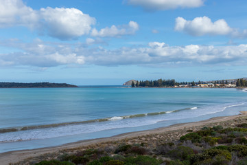 Fototapeta na wymiar Beach with a country town view
