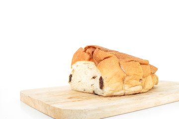 raisin bread sweet food on white background