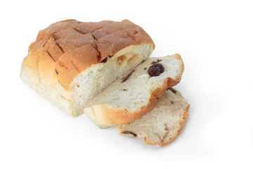 raisin bread sweet food on white background