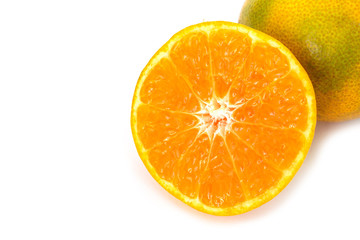 orange slice fruit fresh on white background