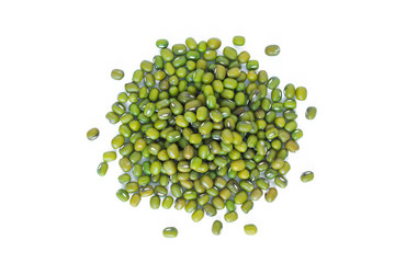 mung bean pile green texture on white background