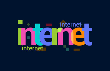Internet Colorful Overlapping Vector Letter Design Dark Background