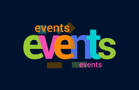 Events Colorful Overlapping Vector Letter Design Dark Background