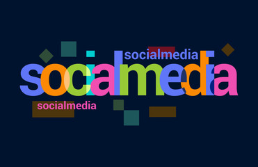 Fototapeta premium Social Media Colorful Overlapping Vector Letter Design Dark Background