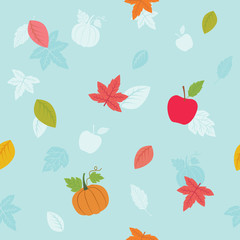 Autumn seamless pattern blue