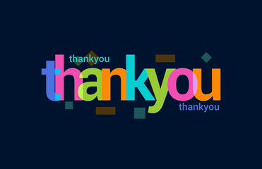 Thank You Colorful Overlapping Vector Letter Design Dark Background