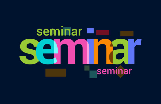 Seminar Colorful Overlapping Vector Letter Design Dark Background