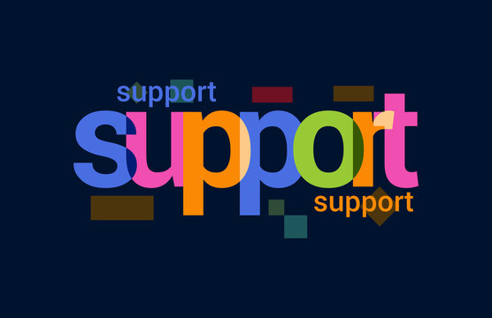 Support Colorful Overlapping Vector Letter Design Dark Background
