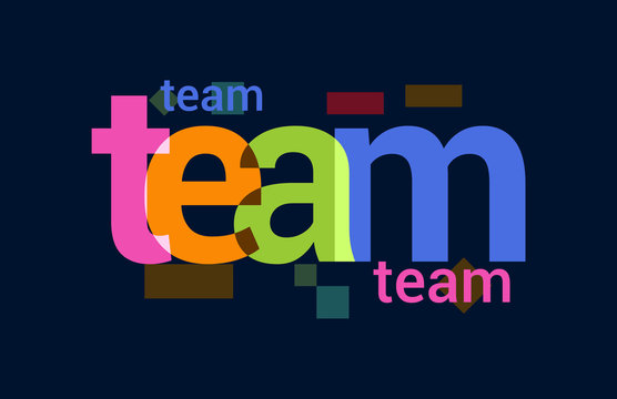 Team Colorful Overlapping Vector Letter Design Dark Background