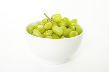 green grape in bowl diet fruit organic on white background