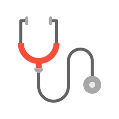 Stethoscope, medical and hospital related flat design icon set
