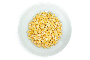 corn on white plate organic food nature background