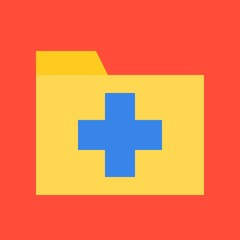 Obraz premium cross sign on folder, medical and hospital related flat design icon set