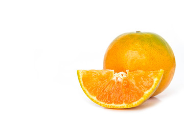 orange slice fruit fresh on white background