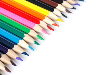 colored pencils drawing multicolored on white background