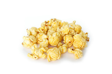 popcorn pile on white background