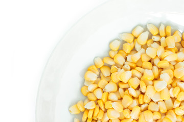 corn on white plate organic food nature background