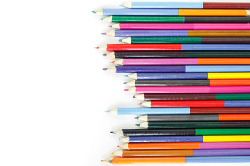 Fototapeta premium colored pencils drawing multicolored frame, border background