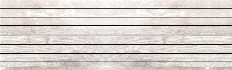 Panorama of white wood planks pattern and seamless background