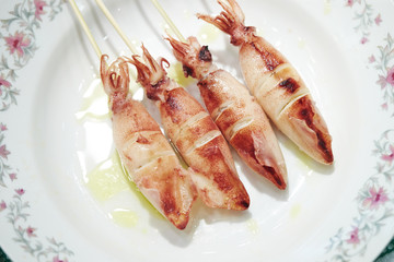 Grilled squid skewer 