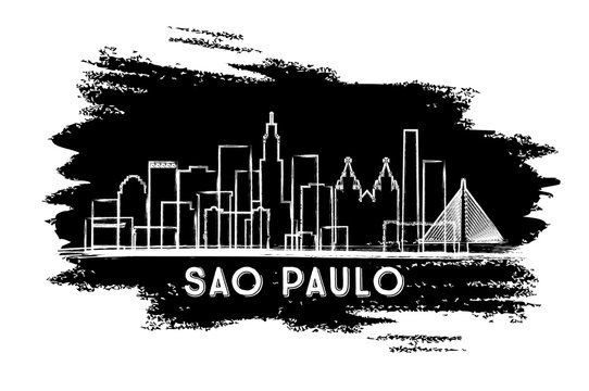 Sao Paulo Brazil City Skyline Silhouette. Hand Drawn Sketch.
