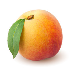 Peach isolated on white background, clipping path, full depth of field