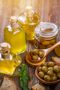 Olive oil in vintage bottles