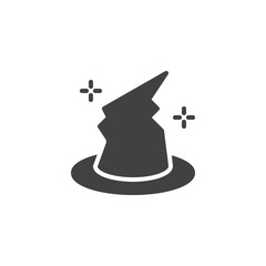 Wizard hat vector icon. filled flat sign for mobile concept and web design. Witch's hat simple solid icon. Symbol, logo illustration. Pixel perfect vector graphics