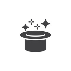 Magic hat vector icon. filled flat sign for mobile concept and web design. Magic show simple solid icon. Symbol, logo illustration. Pixel perfect vector graphics