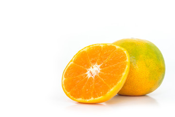 orange slice fruit fresh on white background